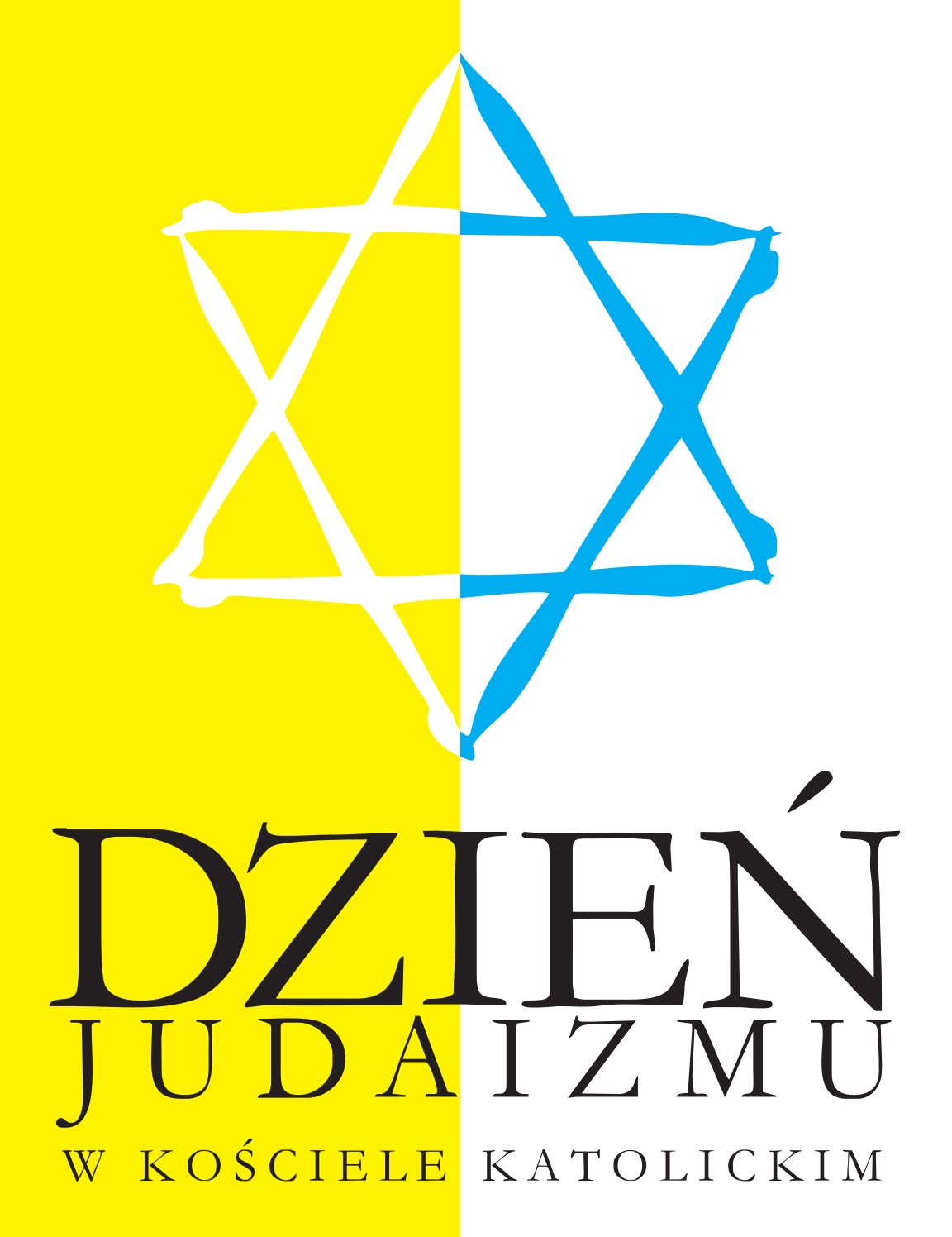 logo Dnia judaizmu - sześcioramienna gwiazda na biało-żółtym tle
